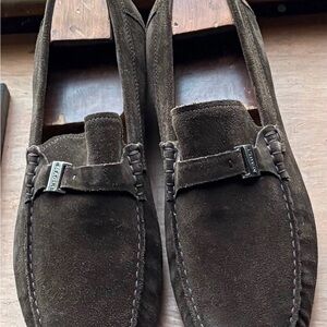 Bruno Magli $350 Dark Brown Suede Buckle Loafers—US 9M